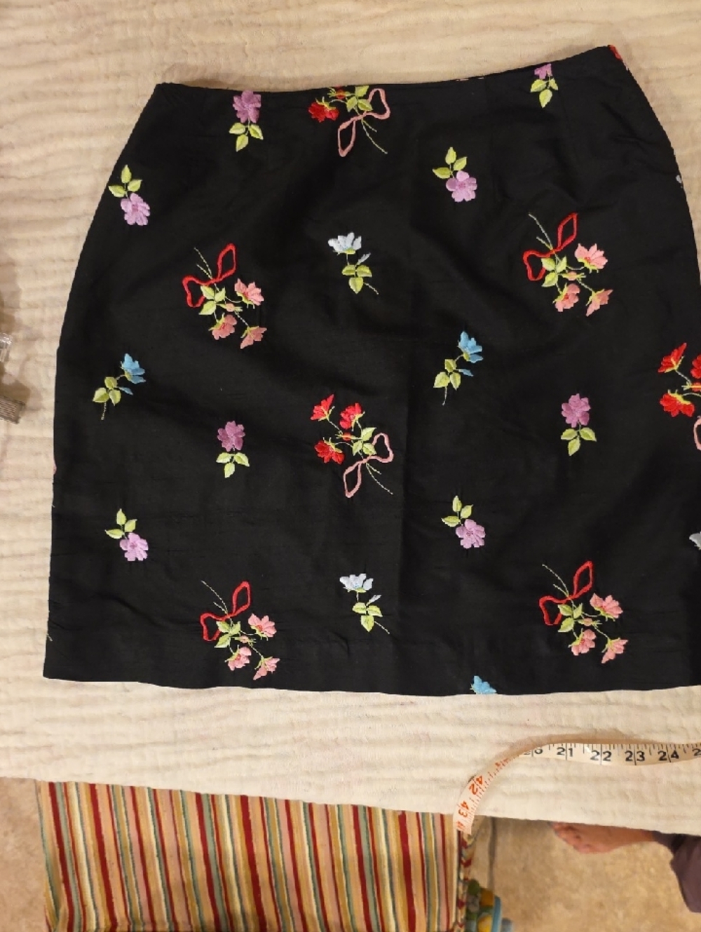 Lilly Pulitzer Black Mini Skirt with Multicolor Floral Embroidery